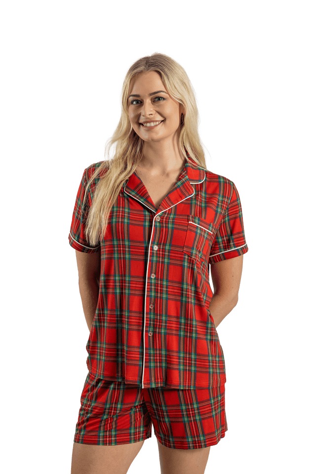 Women's Luxe Bamboo Red Tartan Christmas Pyjamas