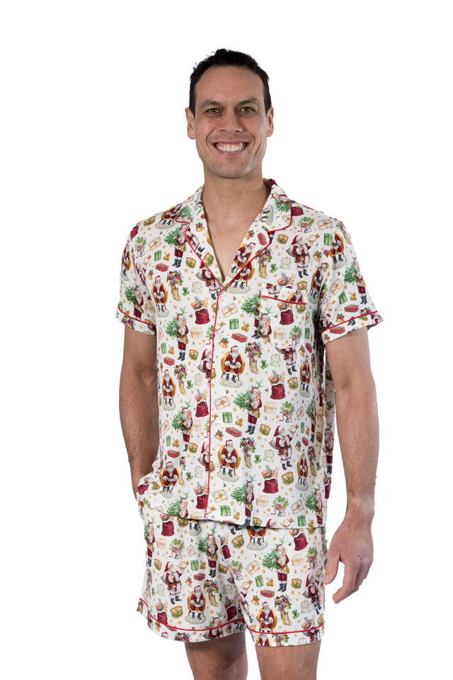 Men's Luxe Bamboo Traditional Santa Christmas Pyjamas