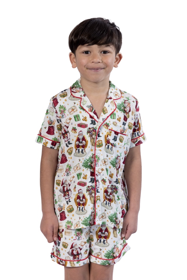 Children's and Babies Luxe Traditional Santa Christmas Pyjamas