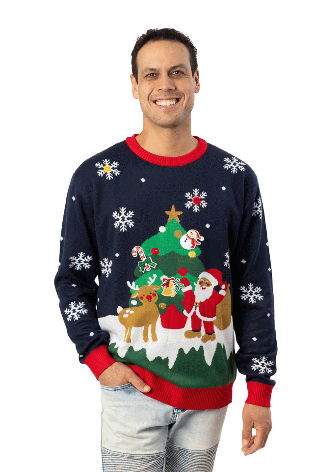 Men's Light Up Santa's Tree  Jumper