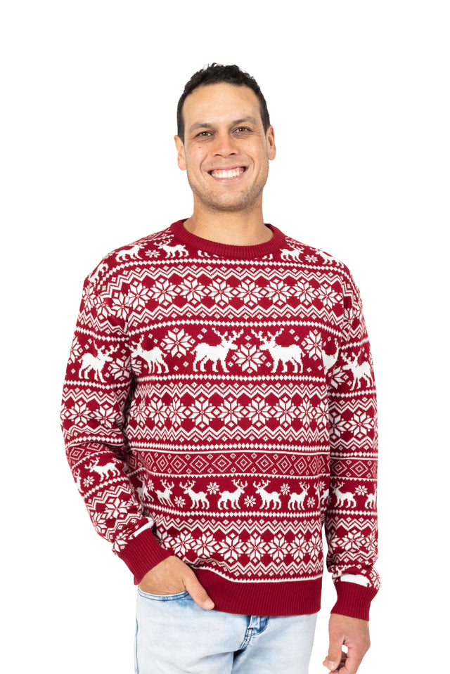 Men's Red Fair Isle Christmas Jumper